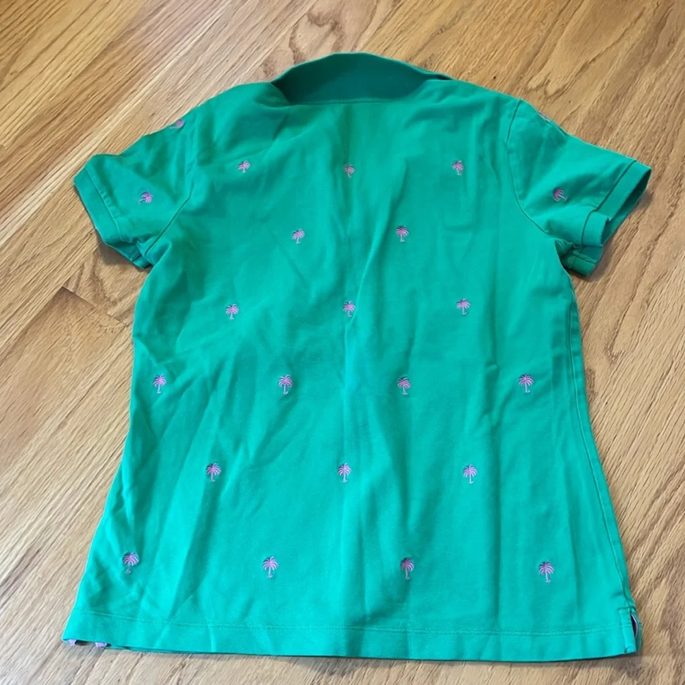 Lilly Pulitzer chic fit palm tree embroidered s/s green polo shirt size M - Picture 5 of 8